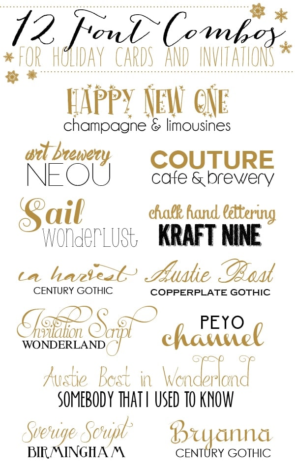 12 Font Combos for Holidays Cards and Invitations - Yellow Bliss Road