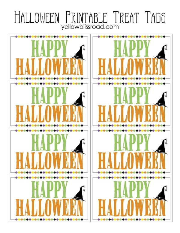 Halloween Treat Tags A Free Printable! What a cute idea for handing