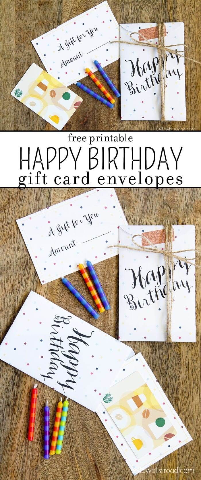 Free Printable Birthday Gift Card Envelopes Yellow Bliss Road