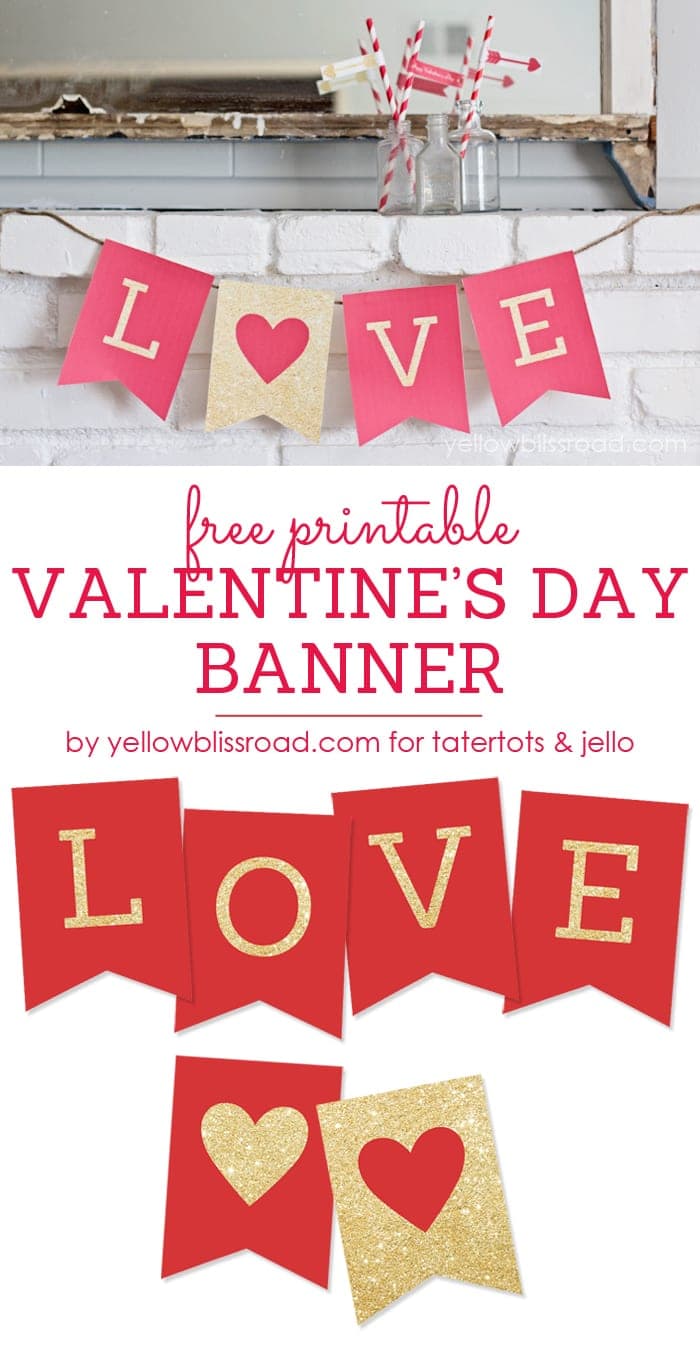 Free Printable LOVE Valentine Banner
