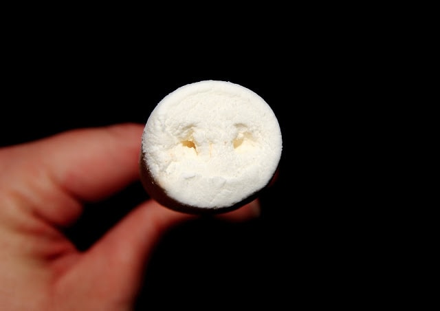 a large marshmallow with two holes 