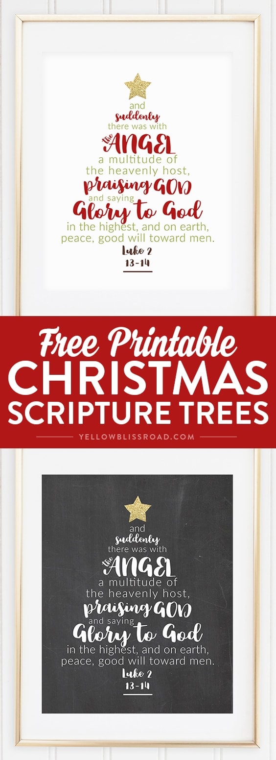 Free Printable Christmas Scripture Trees in color and chalkboard Updated for 2016