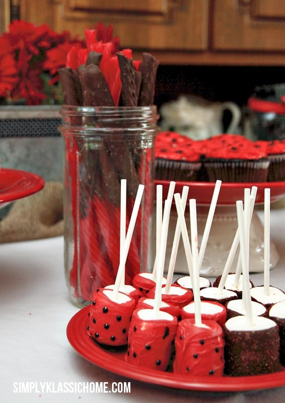 Ladybug party treats on a table