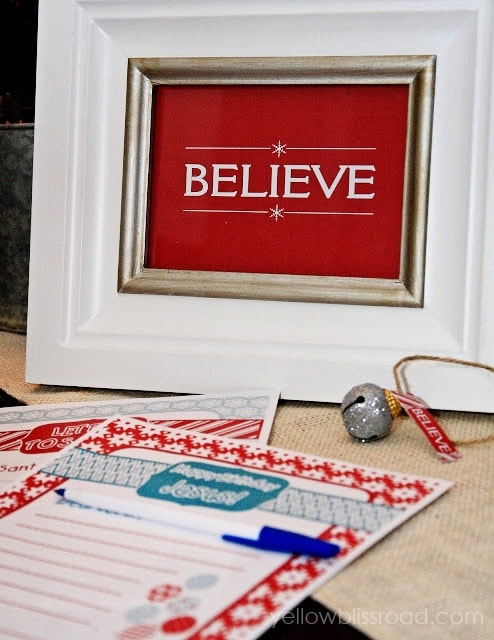 Believe Printable and Letter to Santa