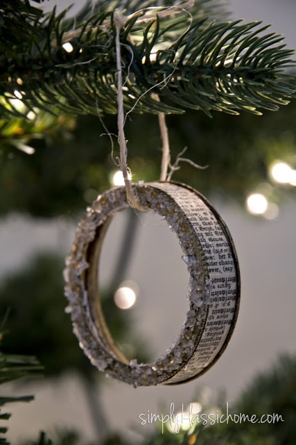 A close up of a canning ring ornament