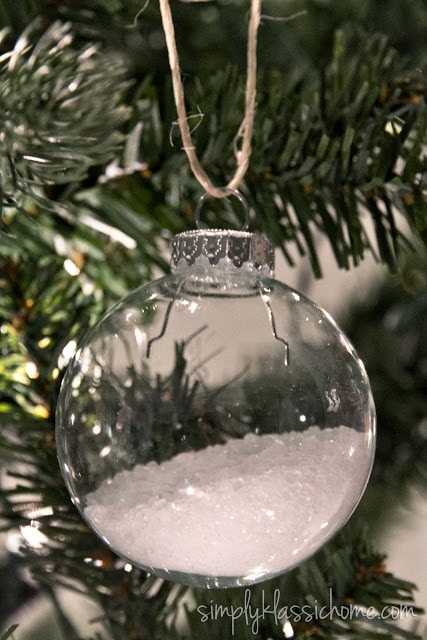 A close up of a glass ornament filled with Epsom salt