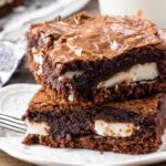 Peppermint Patty brownies on a white plate