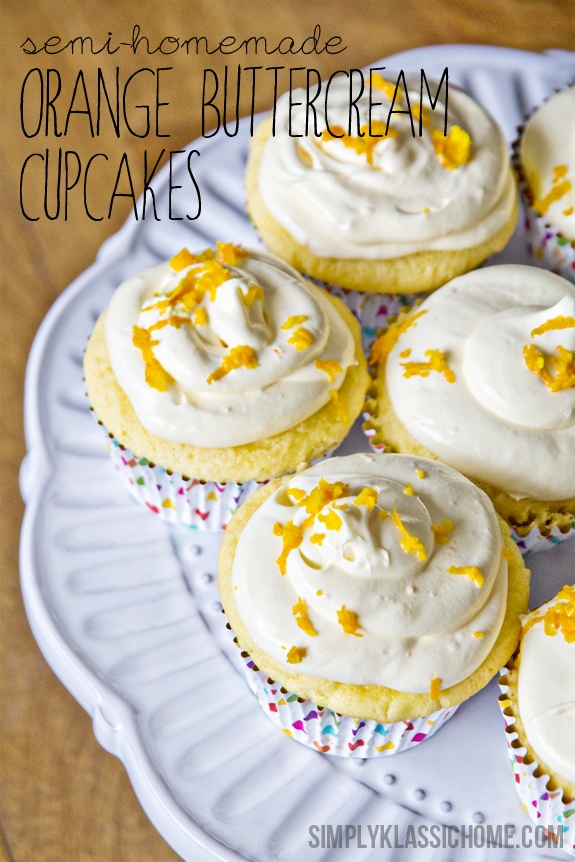 Semi-Homemade Orange Buttercream Cupcakes www.yellowblissroad.com