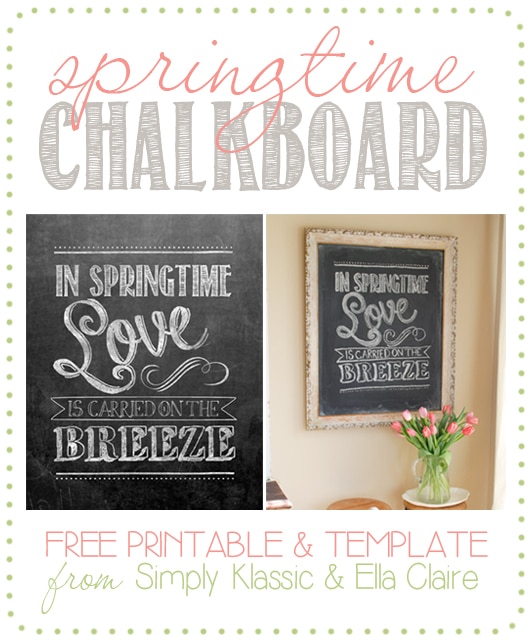 Spring Chalkboard Free Printable & Template - print the chakboard and frame it, or download the free template and draw your own! www.yellowblissroad.com