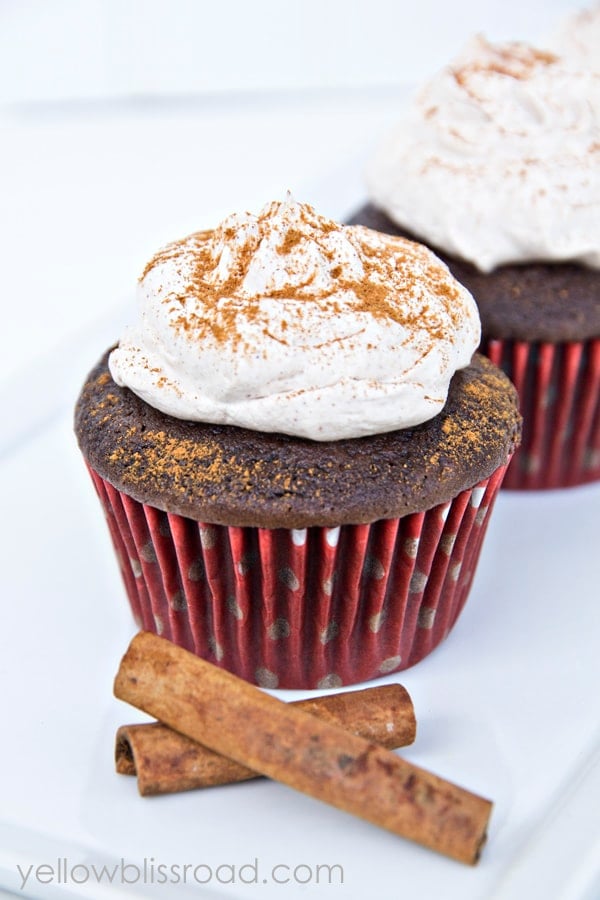 These cinnamon spicy, sinfully chocolatey Mexican Hot Chocolate Cupcakes would be a perfect dessert for Cinco de Mayo or any Mexican meal!