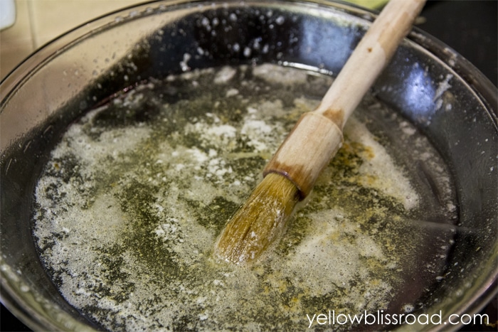 A pan with melted butter