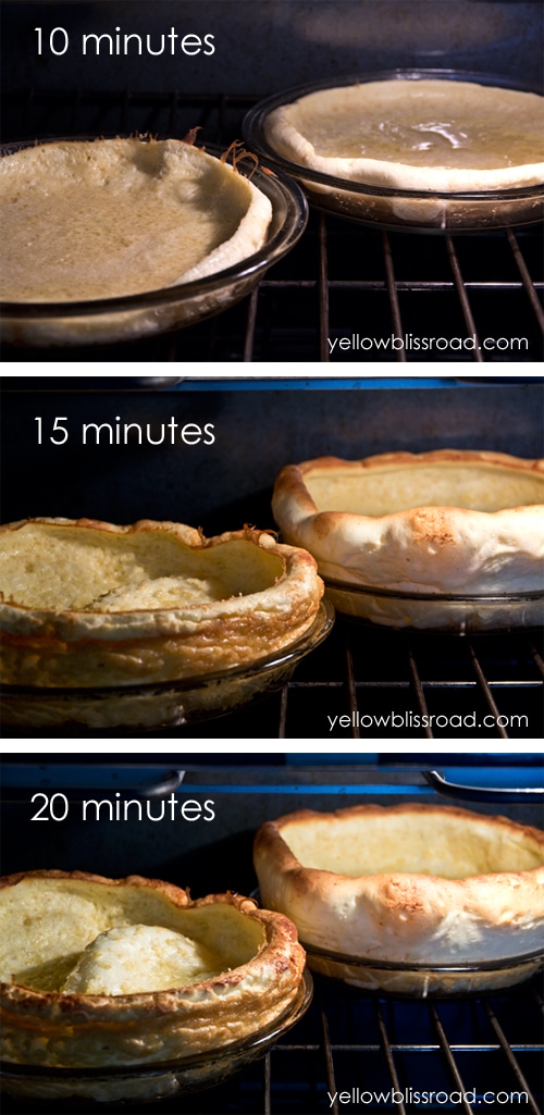 Collage of baking an oven pancake