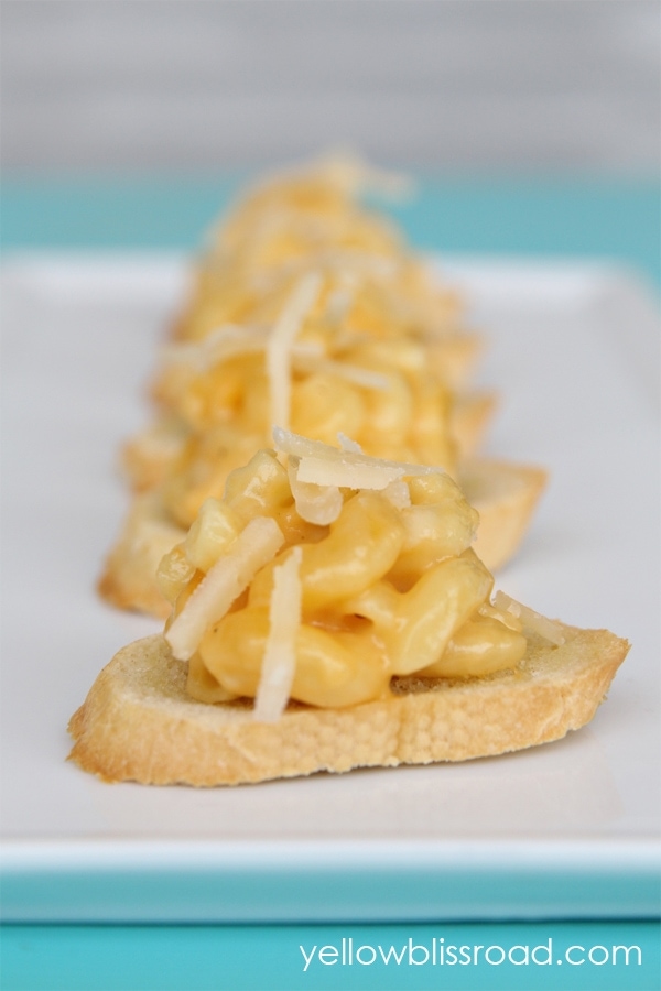 Parmesan Mac & Cheese Crostini Appetizer Yellow Bliss Road