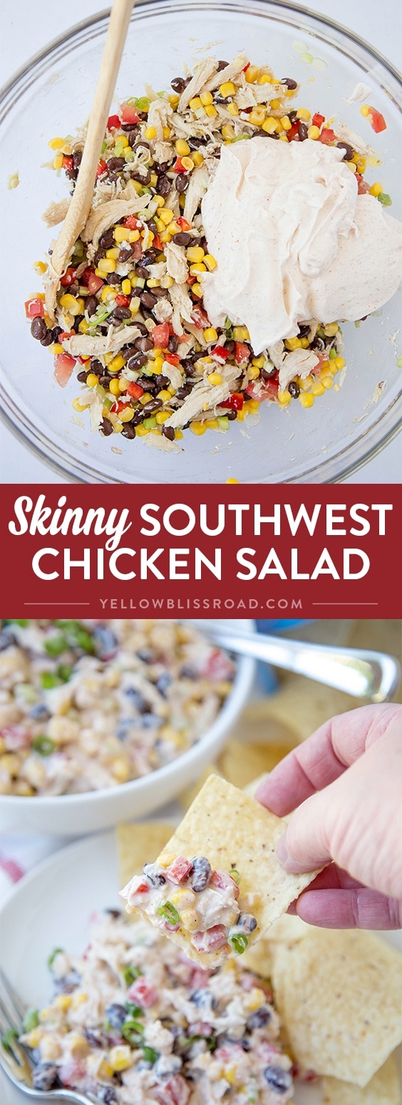 Skinny Southwest Chicken Salad collage with 2 photos and text