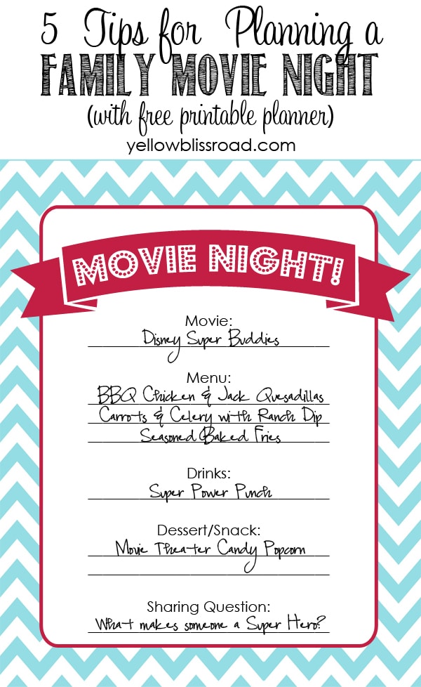 Five tips for starting your own family movie night tradition - with a free printable planner to help get you started!