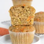 Close up of Zucchini Carrot Oatmeal Muffins