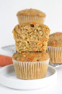 Close up of Zucchini Carrot Oatmeal Muffins