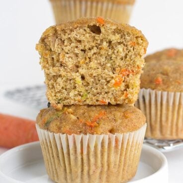 Close up of Zucchini Carrot Oatmeal Muffins