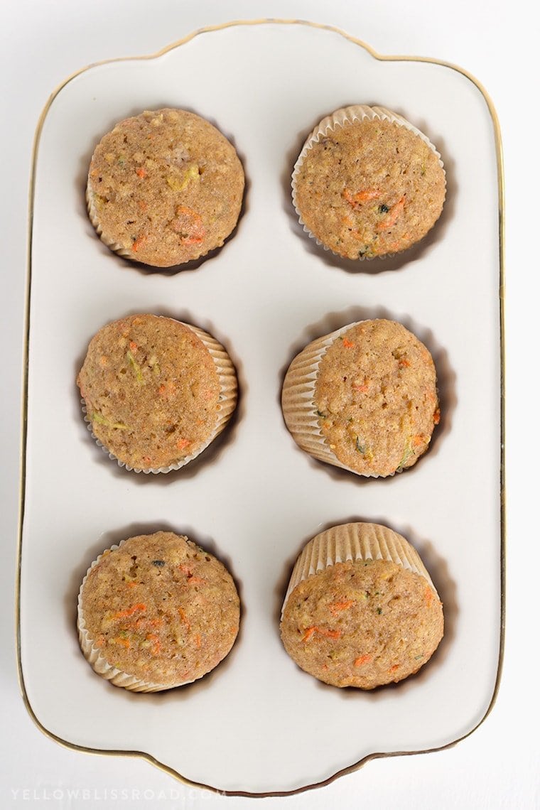 Zucchini Carrot Oatmeal Muffins, made with whole wheat and golden raisins, are the perfect option for a healthy, wholesome and delicious breakfast or snack.