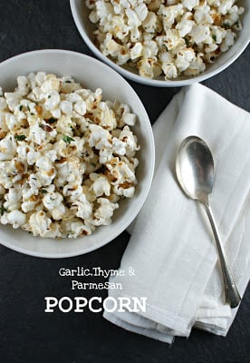 Social media image of Garlic, Thyme & Parmesan Popcorn