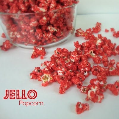 Social media image of red Jello Popcorn