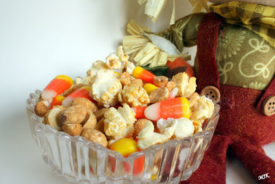 A dish of candy corn popcorn