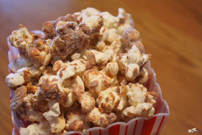 A close up of popcorn