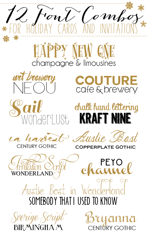 12 Font Combos for Holidays Cards and Invitations - Take the guesswork out of choosing fonts with another fabulous font combos round up from Yellow Bliss Road! 12 Font Combos for Holidays Cards and Invitations - Take the guesswork out of choosing fonts with another fabulous font combos round up from Yellow Bliss Road!