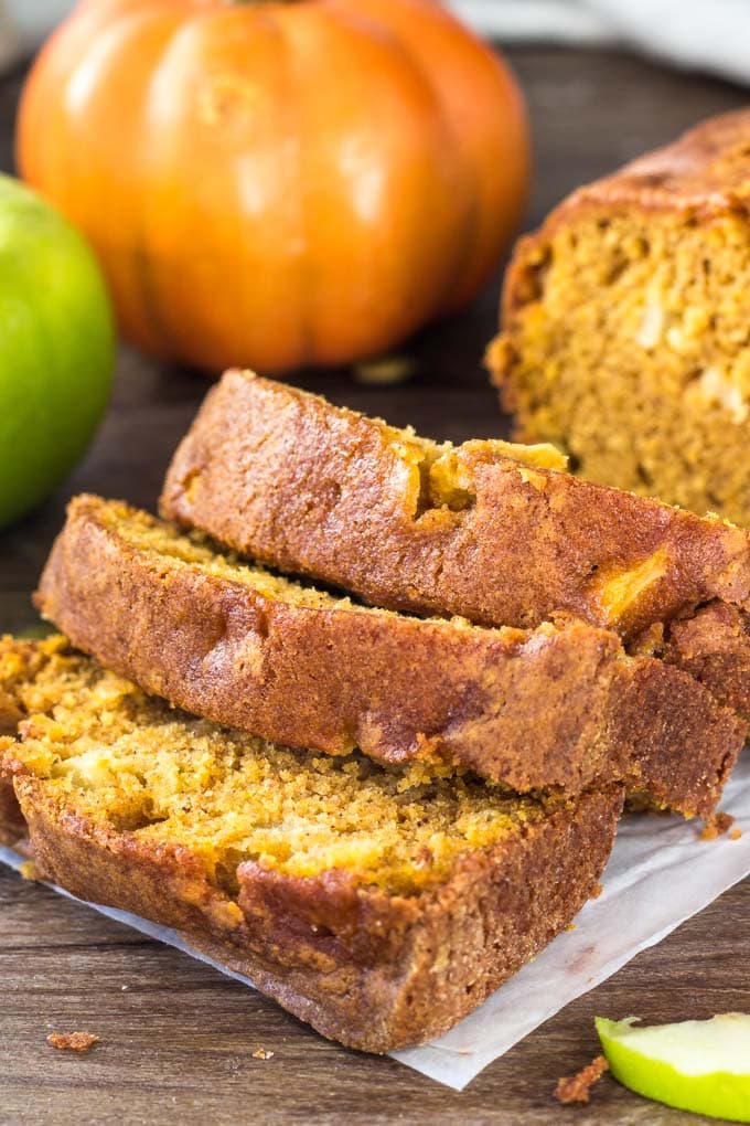 Slices of Apple Pumpkin Bread.