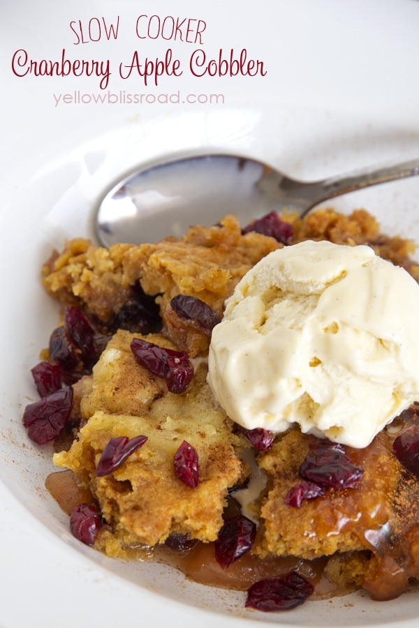 Slow Cooker Cranberry Apple Cobbler Yellow Bliss Road