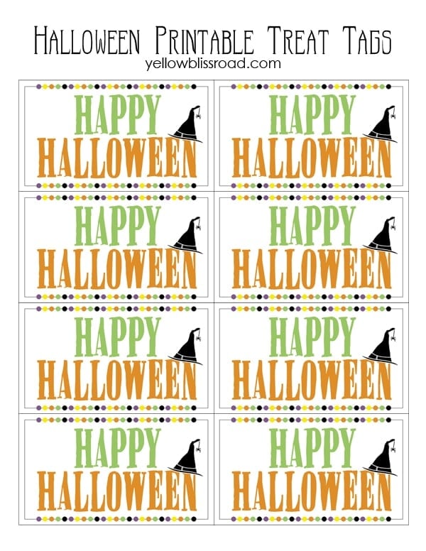 Halloween Treat Tags - A Free Printable! What a cute idea for handing out treats to friends or neighbors, or even to trick or treaters!