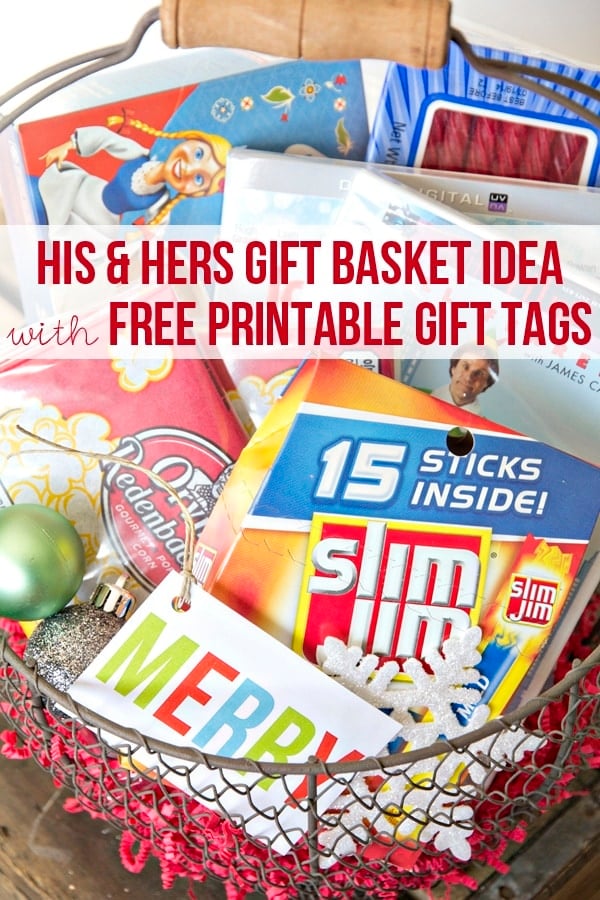 His and Hers Gift Basket Idea with Free Printable Gift Tags #cbias #easygifts #shop