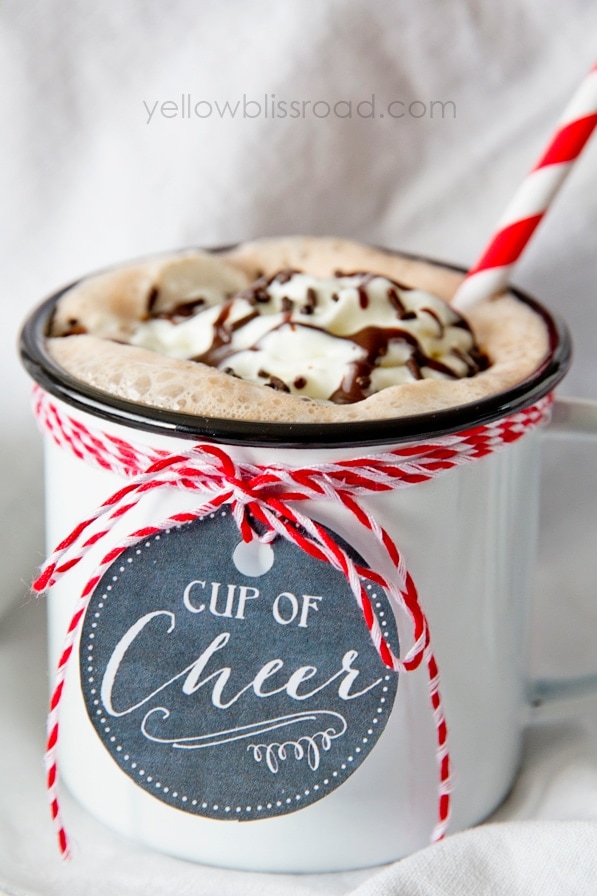 Hot Chocolate in Enamel Mugs with free printable