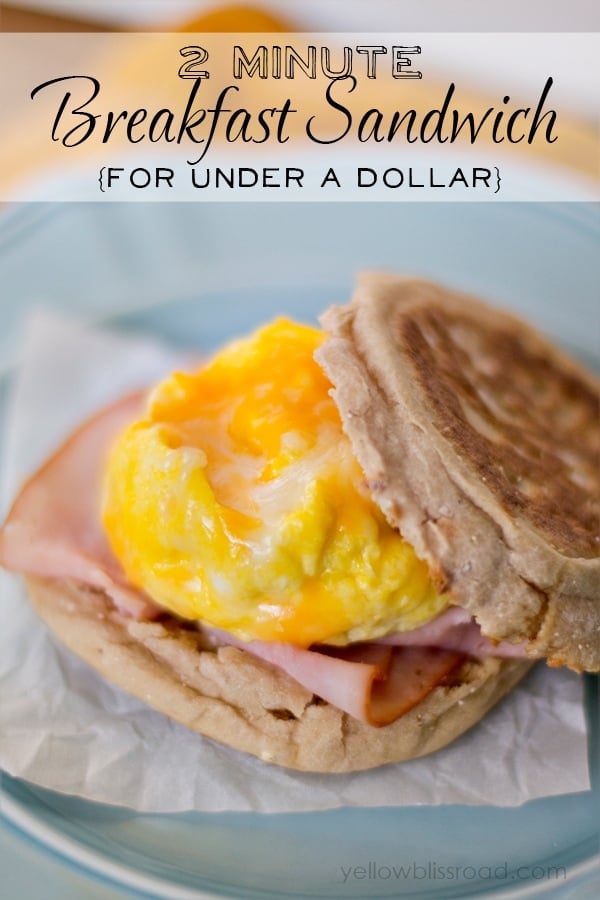 2 Minute Breakfast Sandwich for Under a Dollar - Scramble the egg in a mug in the microwave!