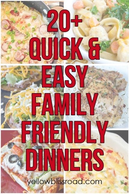 20+ Quick and Easy Family Friendly Meals - Yellow Bliss Road