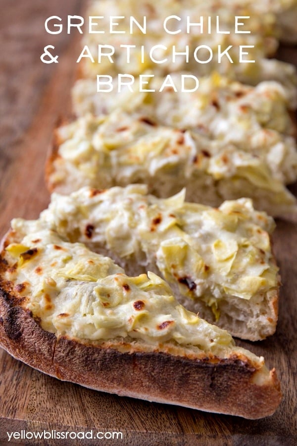 Green Chile & Artichoke Bread - a delicious appetizer and perfect for your next party!