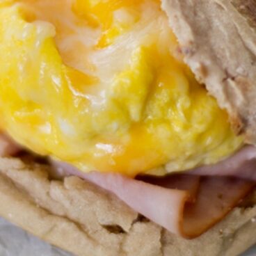 A close up of an egg sandwich