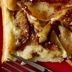 A close up of an oven pancake