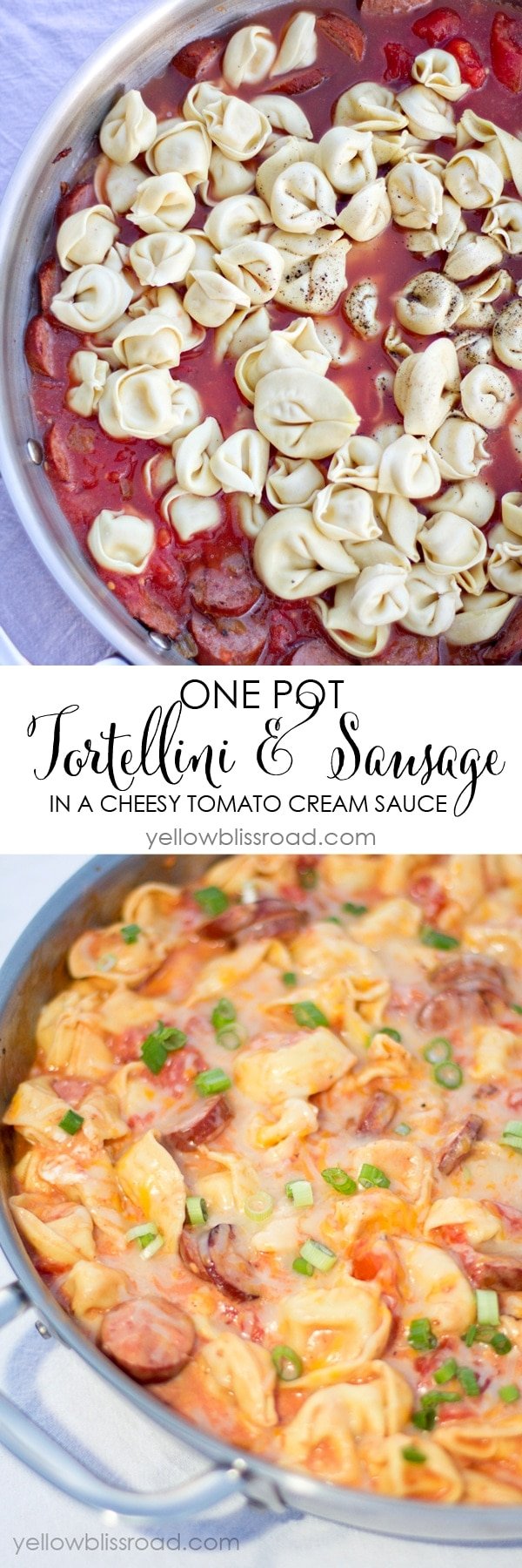 One Pan Creamy Tortellini and Smoked Sausage is a quick and delicious meal that combines tender, cheese-filled pasta with smokey sausage in a creamy sauce.
