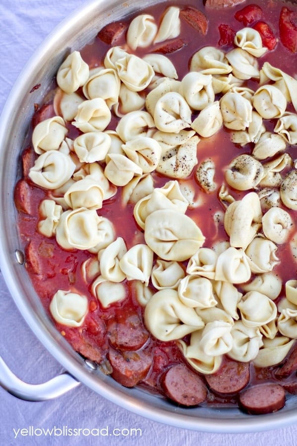 One Pan Creamy Tortellini and Smoked Sausage is a quick and delicious meal that combines tender, cheese-filled pasta with smokey sausage in a creamy sauce.