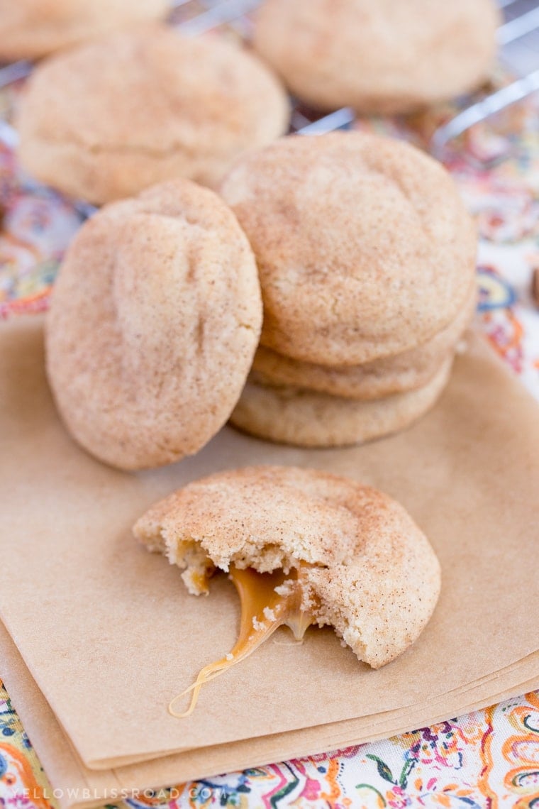 Caramel Stuffed Snickerdoodles take the classic sugary, cinnamony cookie to a whole other level. They are super soft with an ooey, gooey caramel surprise in the middle.