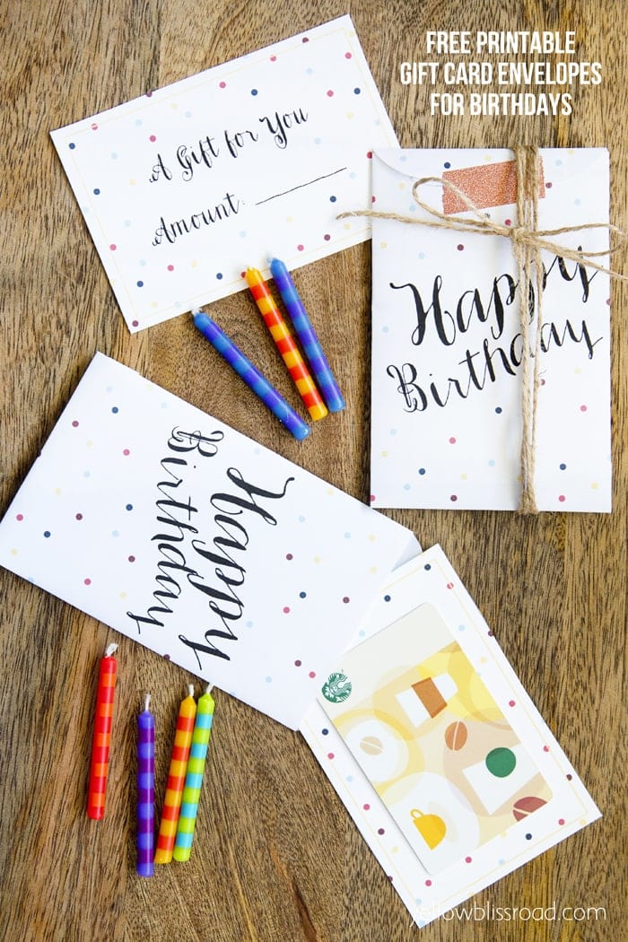 Free Printable Gift Card Envelopes for Birthdays