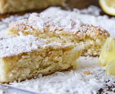 Close up of lemon coconut bars