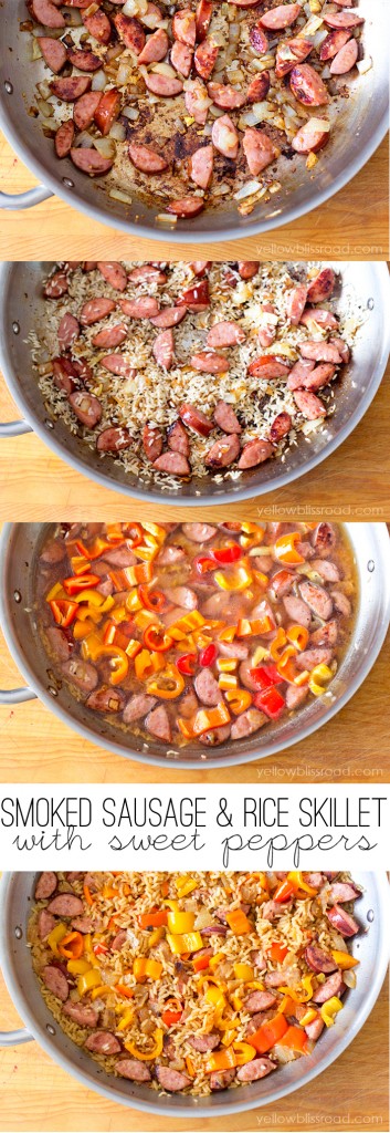 Smoked Sausage and Rice Skillet with Sweet Peppers