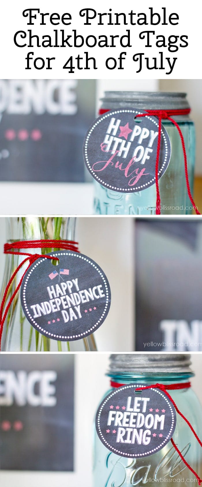 Free Printable Chalkboard tags for 4th of July