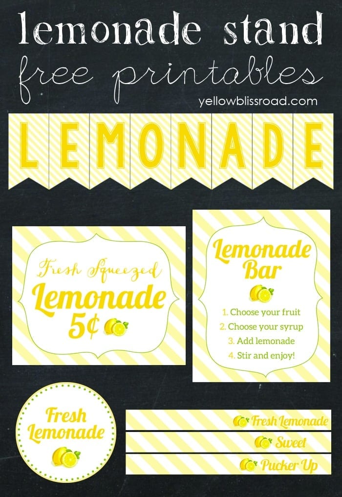 Create a fabulous lemonade stand of flavored lemonade bar with these adorable free printables!
