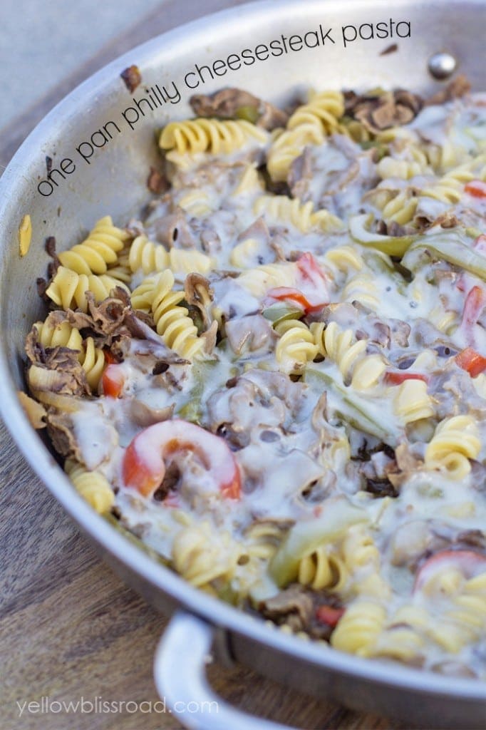 One Pan Philly Cheesesteak Pasta