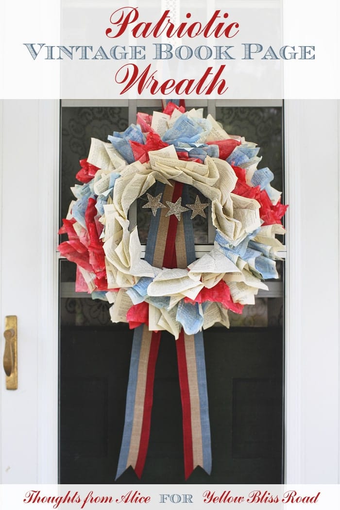 Patriotic Vintage Book Page Wreath