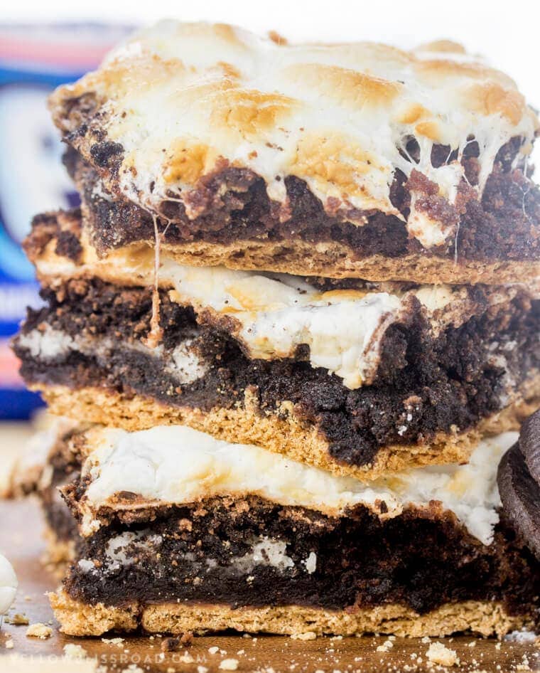 These S'Mores Oreo Stuffed Brownies are the best of summer desserts all rolled into one deliciously ooey gooey treat!