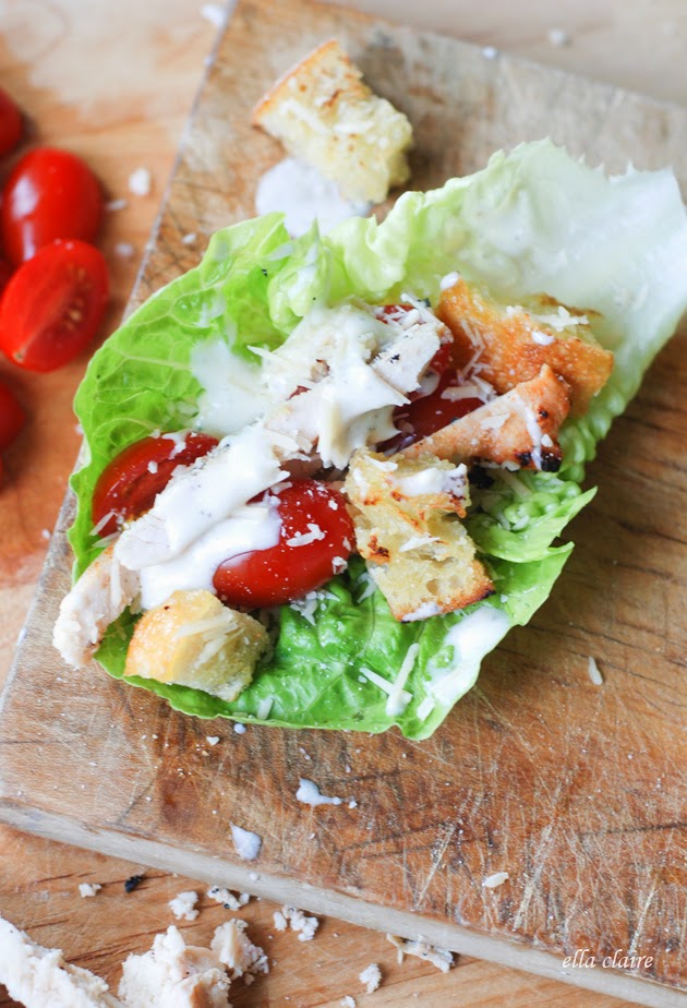 A close up of a lettuce wrap